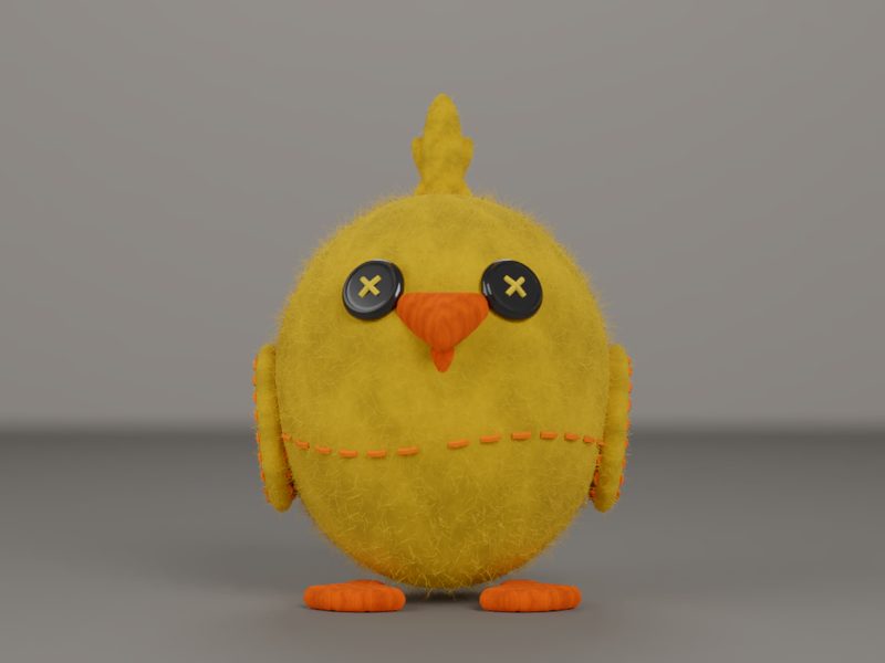 Our rendered chick, front
