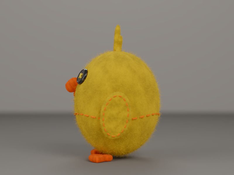 Our rendered chick, side