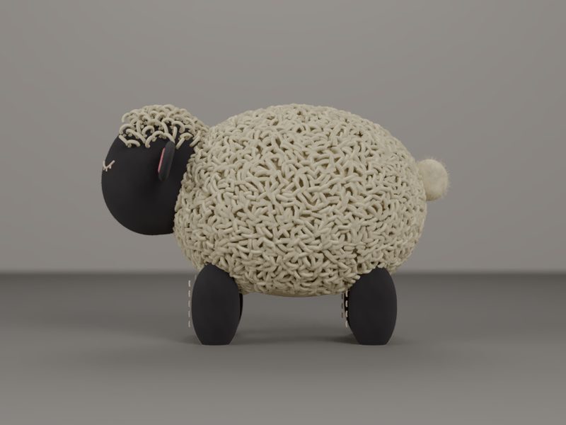 Our rendered sheep, side