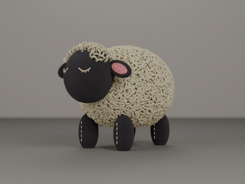 Our rendered sheep, three-quarter