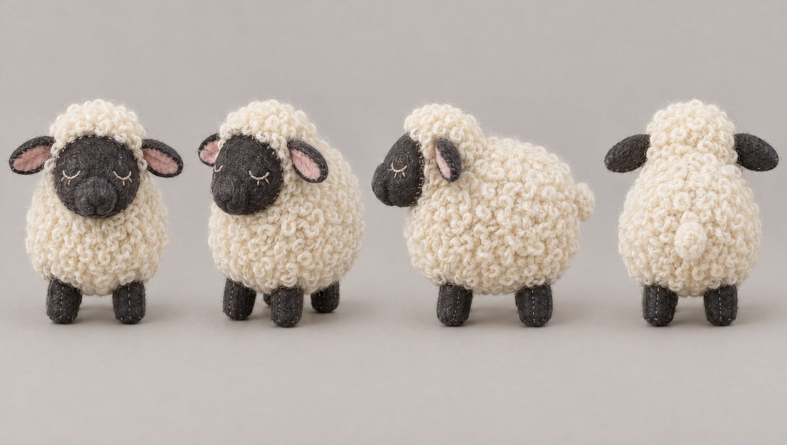 Generated turnaround of a felt sheep with loopy fleece